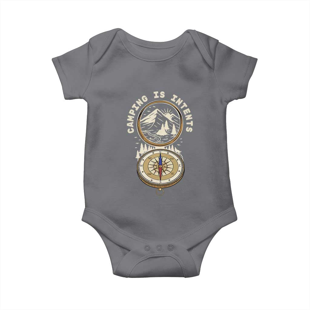 Funny Scout Camping Baby Onesie Camper Is Intents Compass Hiking Outdoors Adventure TS02 Charcoal Print Your Wear