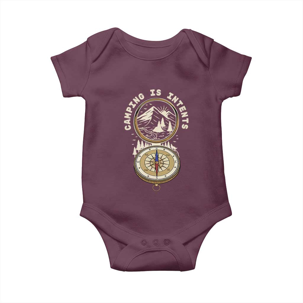 Funny Scout Camping Baby Onesie Camper Is Intents Compass Hiking Outdoors Adventure TS02 Maroon Print Your Wear