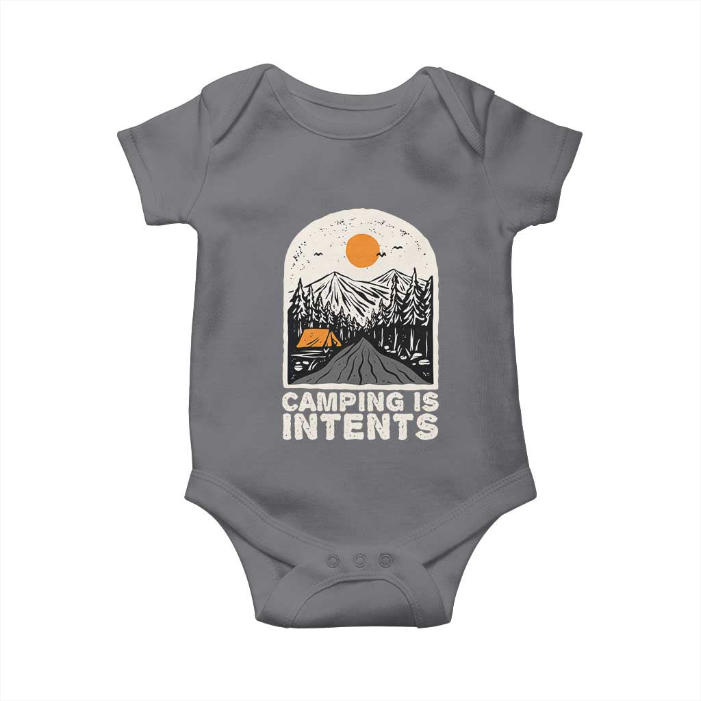 Funny Scout Camping Baby Onesie Camping Is Intents Hiking Outdoors Adventure TS02 Charcoal Print Your Wear