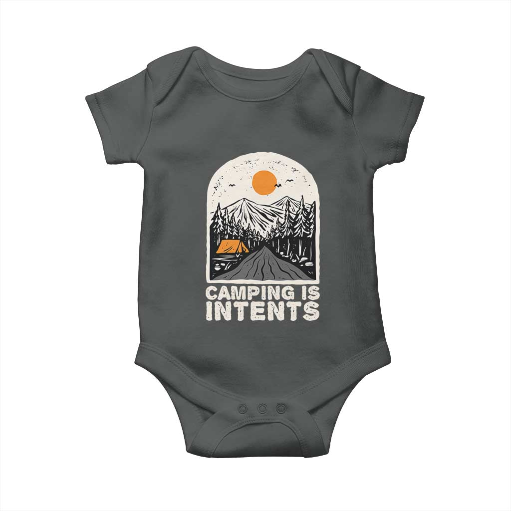 Funny Scout Camping Baby Onesie Camping Is Intents Hiking Outdoors Adventure TS02 Dark Heather Print Your Wear