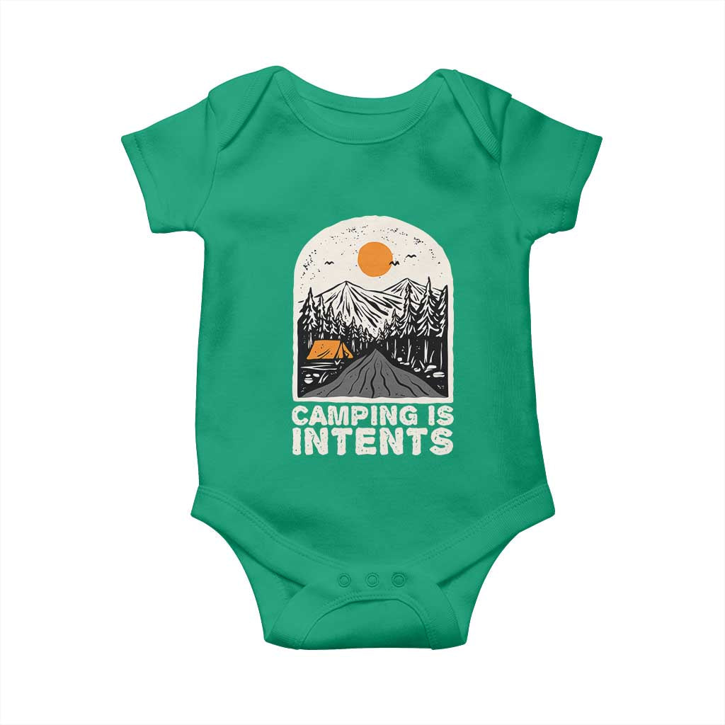 Funny Scout Camping Baby Onesie Camping Is Intents Hiking Outdoors Adventure TS02 Irish Green Print Your Wear