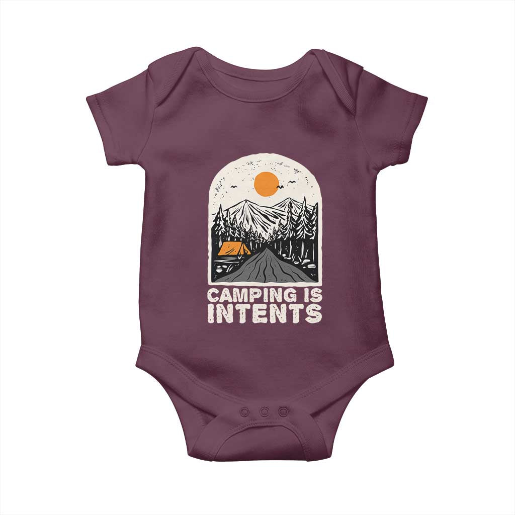 Funny Scout Camping Baby Onesie Camping Is Intents Hiking Outdoors Adventure TS02 Maroon Print Your Wear
