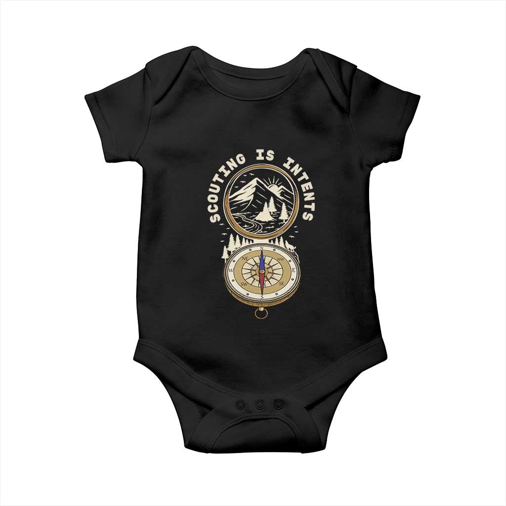 Funny Scout Camping Baby Onesie Scouting Is Intents Compass Camper Hiking Outdoors Adventure TS02 Black Print Your Wear