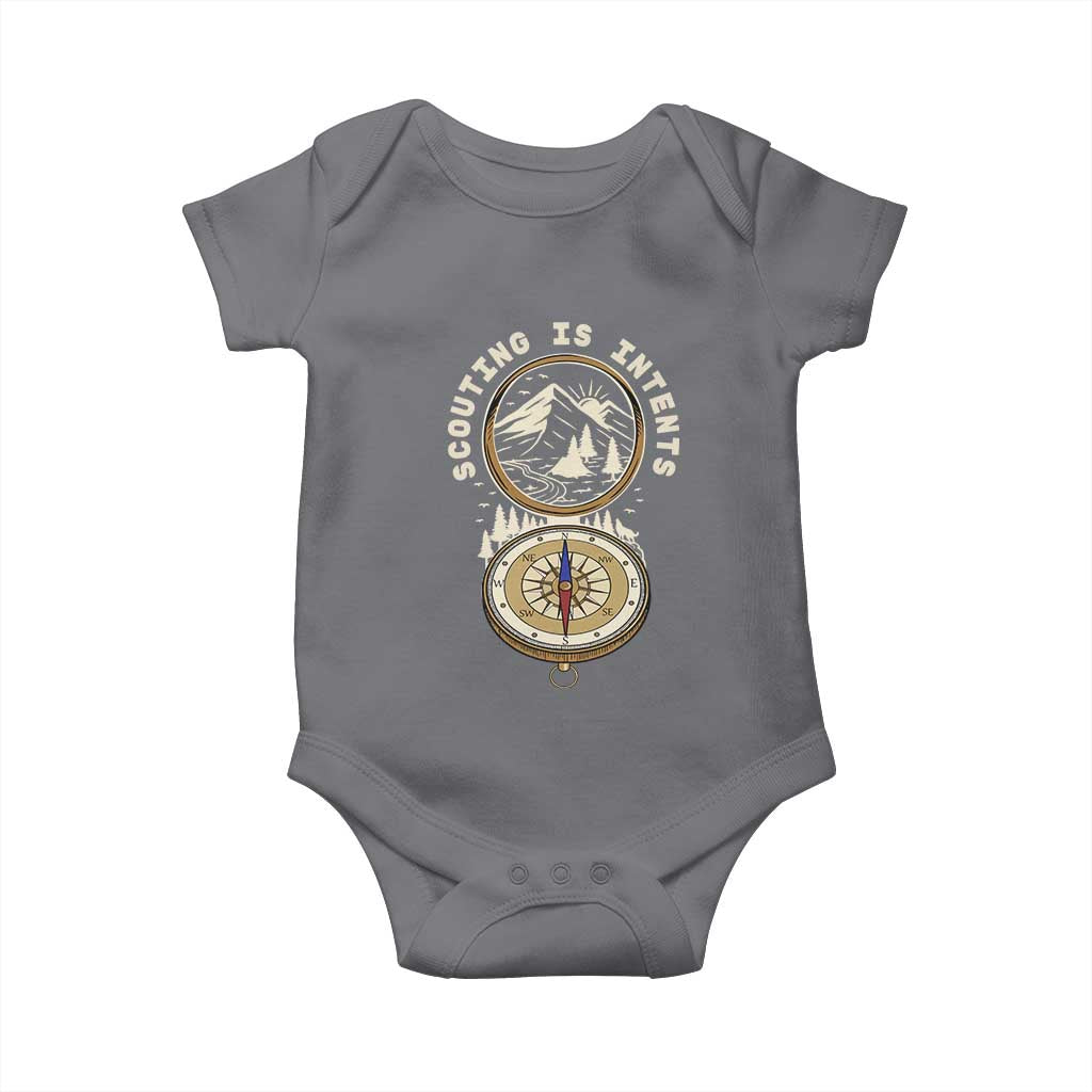 Funny Scout Camping Baby Onesie Scouting Is Intents Compass Camper Hiking Outdoors Adventure TS02 Charcoal Print Your Wear