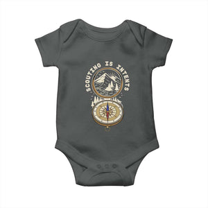 Funny Scout Camping Baby Onesie Scouting Is Intents Compass Camper Hiking Outdoors Adventure TS02 Dark Heather Print Your Wear