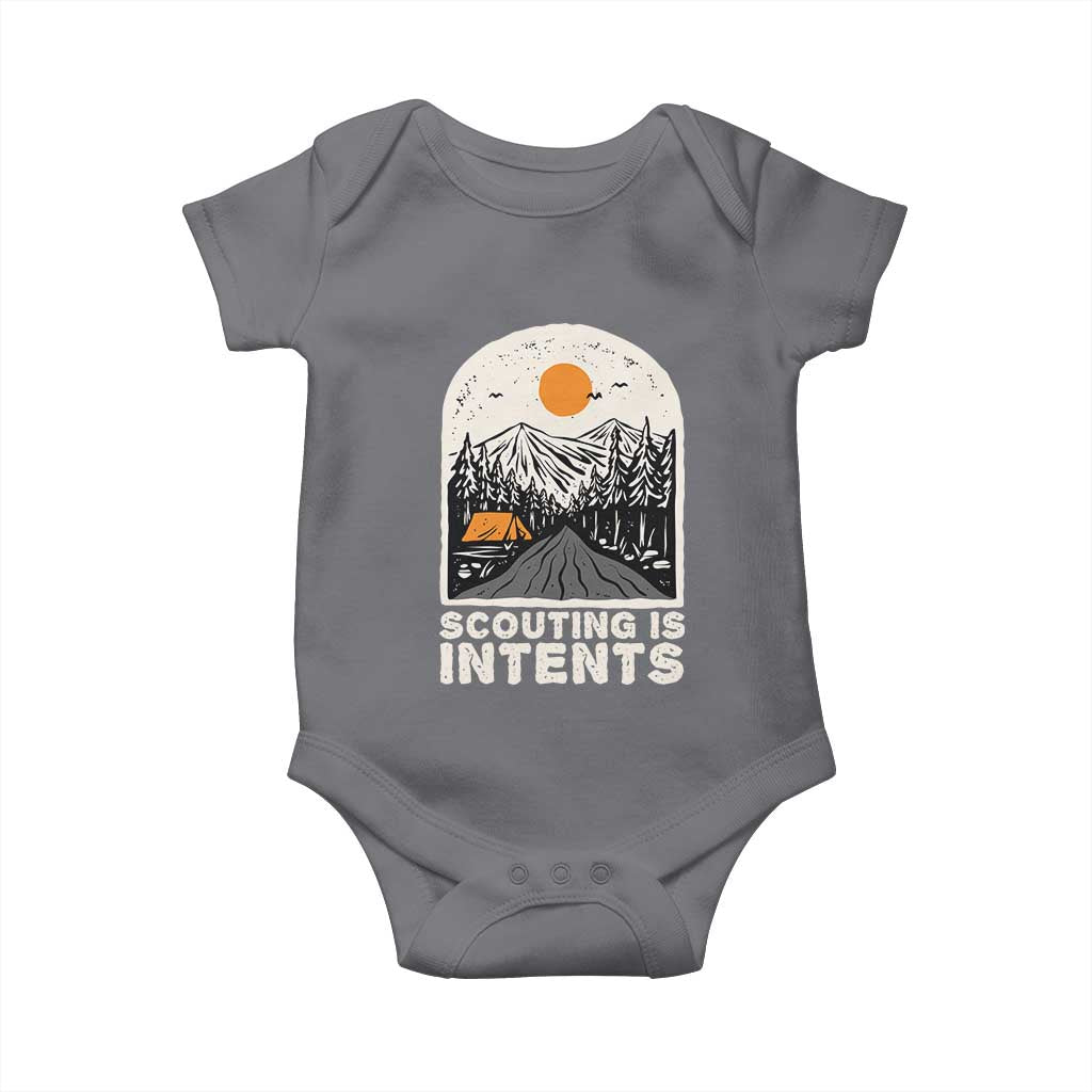 Funny Scout Camping Baby Onesie Scouting Is Intents Hiking Camper Outdoors Adventure TS02 Charcoal Print Your Wear