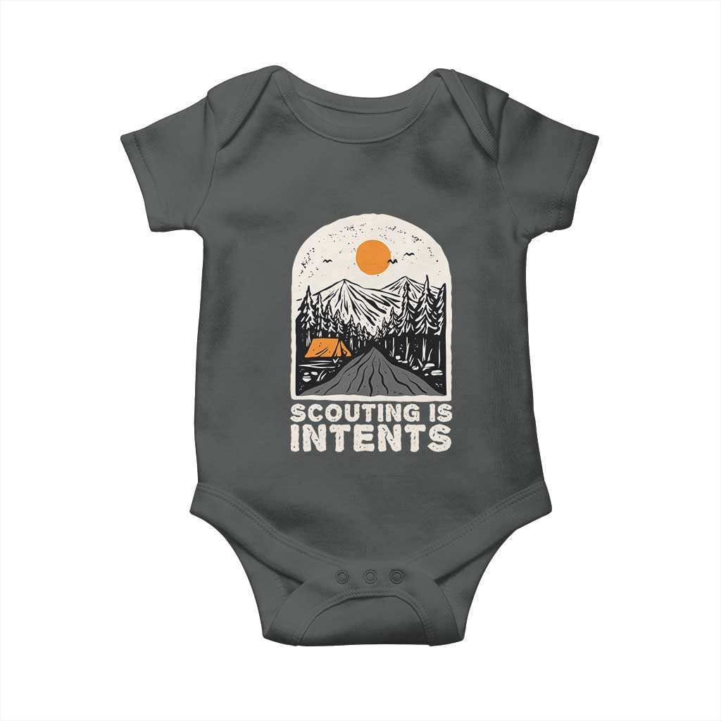 Funny Scout Camping Baby Onesie Scouting Is Intents Hiking Camper Outdoors Adventure TS02 Dark Heather Print Your Wear