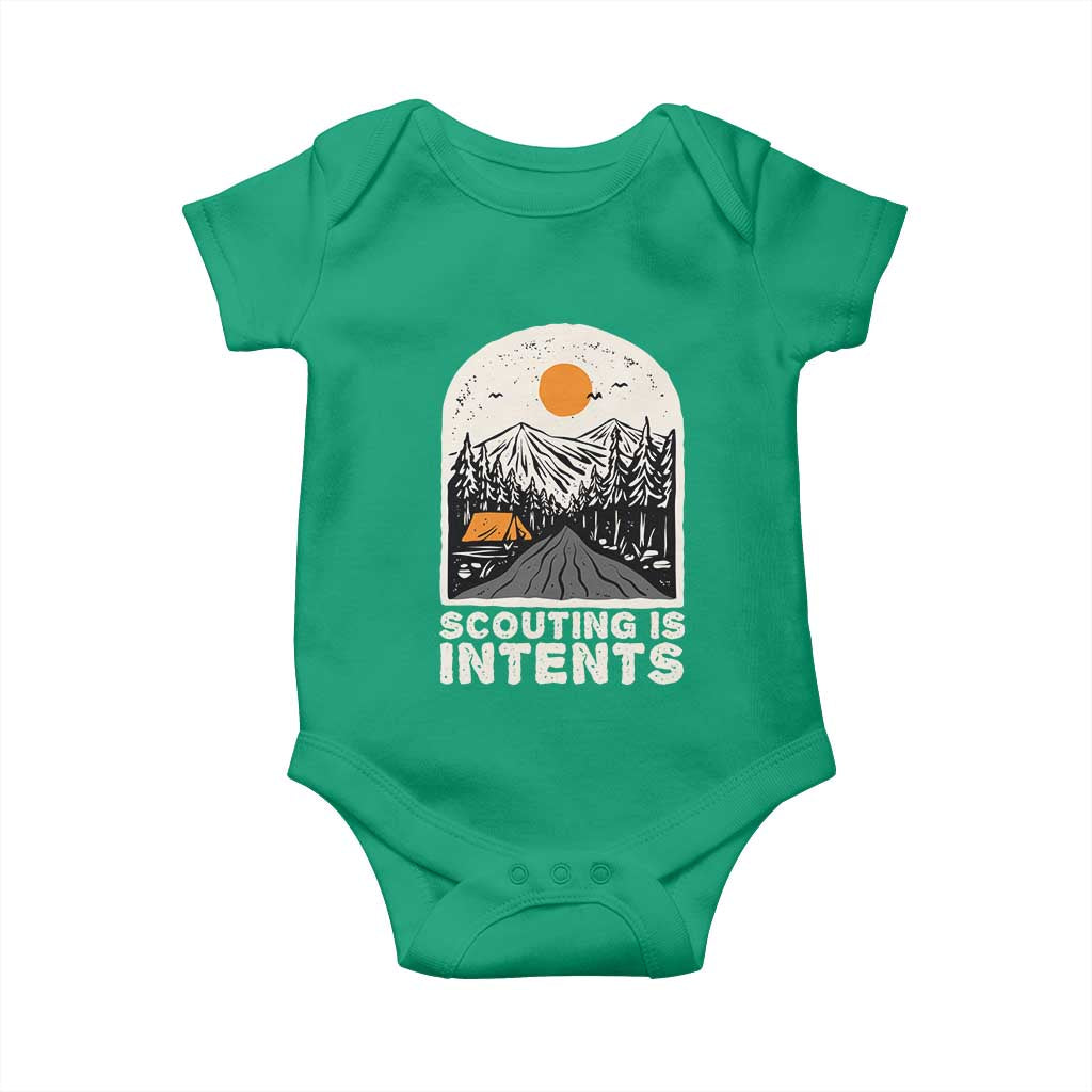 Funny Scout Camping Baby Onesie Scouting Is Intents Hiking Camper Outdoors Adventure TS02 Irish Green Print Your Wear