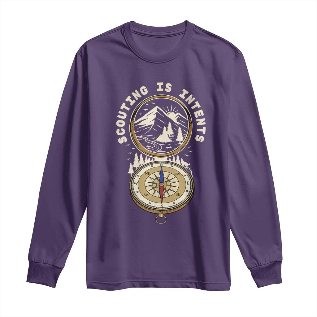 Funny Scout Camping Long Sleeve Shirt Scouting Is Intents Compass Camper Hiking Outdoors Adventure TS02 Purple Print Your Wear