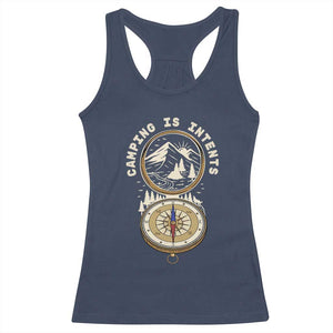 Funny Scout Camping Racerback Tank Top Camper Is Intents Compass Hiking Outdoors Adventure TS02 Navy Print Your Wear