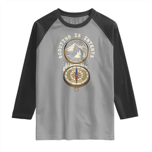 Funny Scout Camping Raglan Shirt Scouting Is Intents Compass Camper Hiking Outdoors Adventure TS02 Sport Gray Black Print Your Wear
