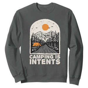 Funny Scout Camping Sweatshirt Camping Is Intents Hiking Outdoors Adventure TS02 Dark Heather Print Your Wear
