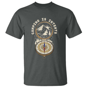 Funny Scout Camping T Shirt Camper Is Intents Compass Hiking Outdoors Adventure TS02 Dark Heather Print Your Wear