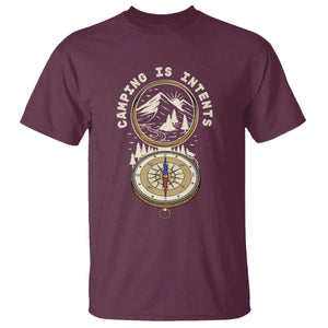 Funny Scout Camping T Shirt Camper Is Intents Compass Hiking Outdoors Adventure TS02 Maroon Print Your Wear