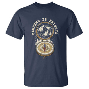 Funny Scout Camping T Shirt Camper Is Intents Compass Hiking Outdoors Adventure TS02 Navy Print Your Wear