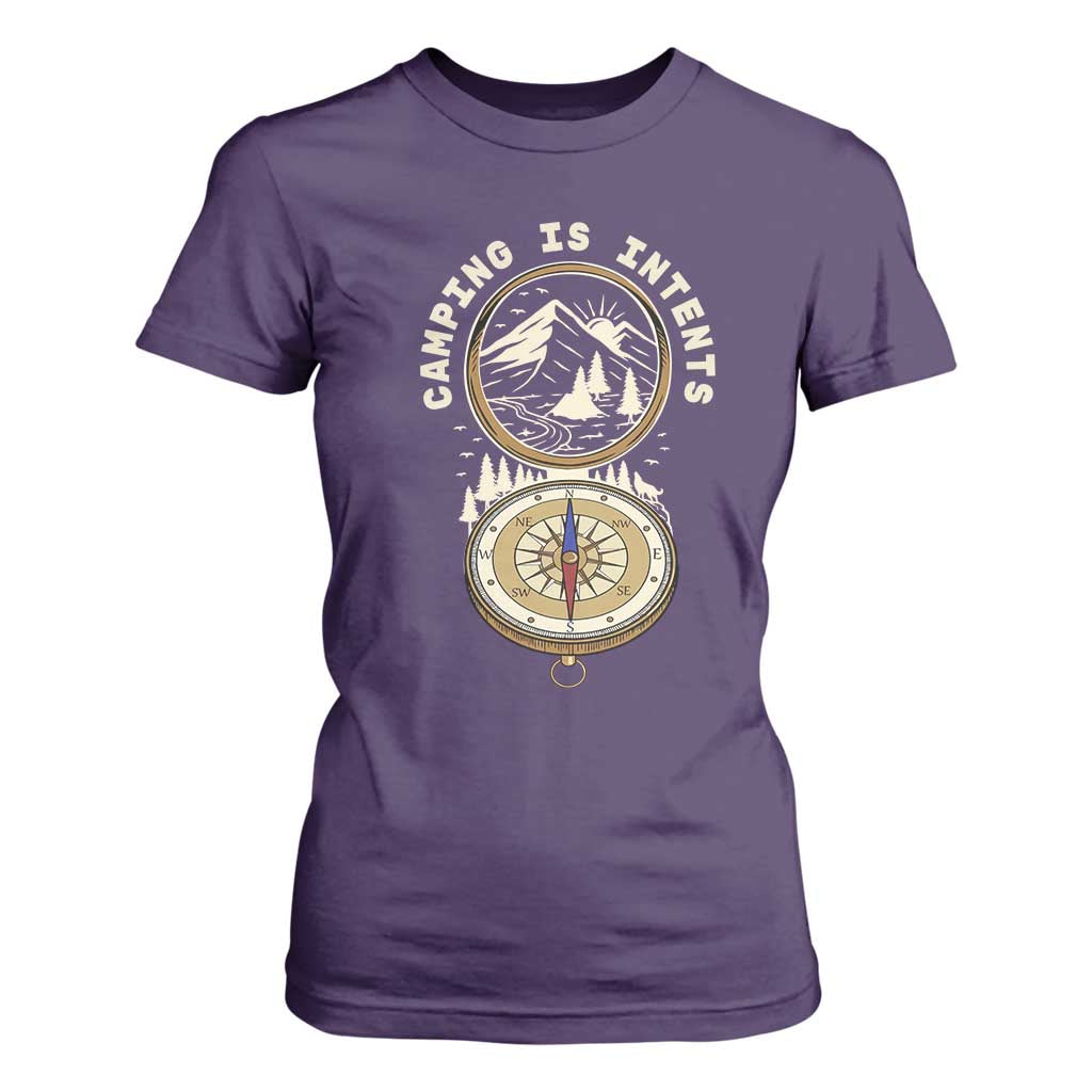 Funny Scout Camping T Shirt For Women Camper Is Intents Compass Hiking Outdoors Adventure TS02 Purple Print Your Wear
