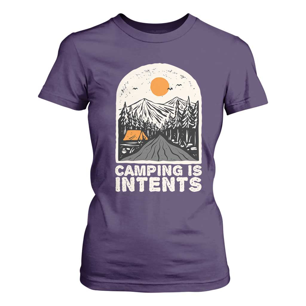 Funny Scout Camping T Shirt For Women Camping Is Intents Hiking Outdoors Adventure TS02 Purple Print Your Wear