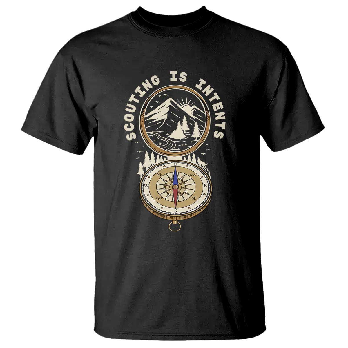 Funny Scout Camping T Shirt Scouting Is Intents Compass Camper Hiking Outdoors Adventure TS02 Black Print Your Wear
