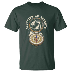 Funny Scout Camping T Shirt Scouting Is Intents Compass Camper Hiking Outdoors Adventure TS02 Dark Forest Green Print Your Wear