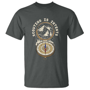 Funny Scout Camping T Shirt Scouting Is Intents Compass Camper Hiking Outdoors Adventure TS02 Dark Heather Print Your Wear
