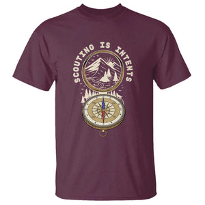 Funny Scout Camping T Shirt Scouting Is Intents Compass Camper Hiking Outdoors Adventure TS02 Maroon Print Your Wear