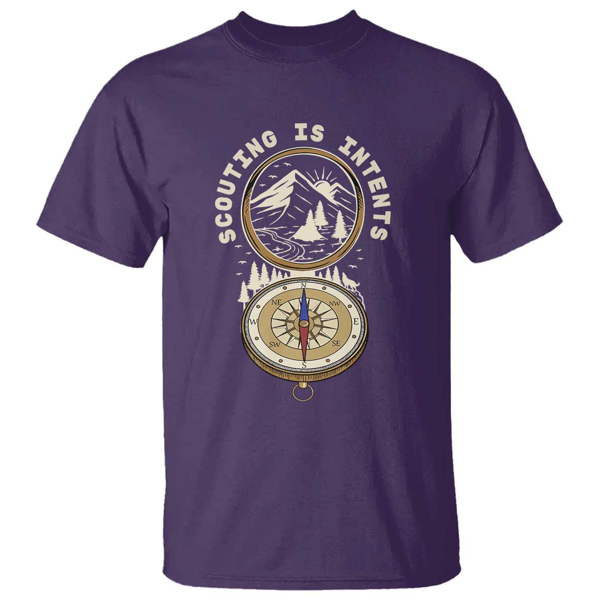 Funny Scout Camping T Shirt Scouting Is Intents Compass Camper Hiking Outdoors Adventure TS02 Purple Print Your Wear