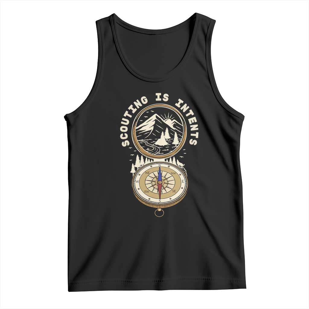 Funny Scout Camping Tank Top Scouting Is Intents Compass Camper Hiking Outdoors Adventure TS02 Black Print Your Wear