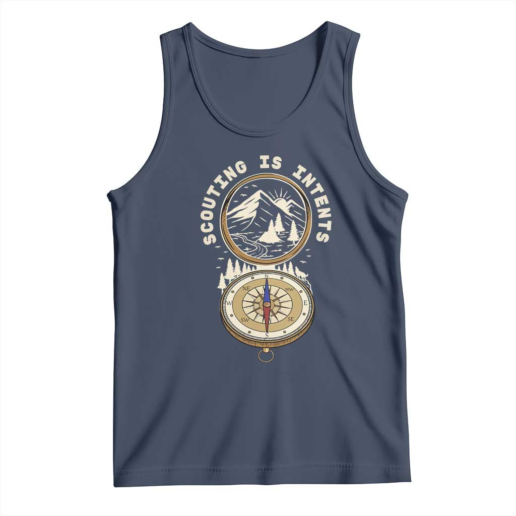 Funny Scout Camping Tank Top Scouting Is Intents Compass Camper Hiking Outdoors Adventure TS02 Navy Print Your Wear