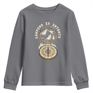 Funny Scout Camping Youth Sweatshirt Camper Is Intents Compass Hiking Outdoors Adventure TS02 Charcoal Print Your Wear