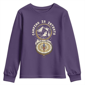Funny Scout Camping Youth Sweatshirt Camper Is Intents Compass Hiking Outdoors Adventure TS02 Purple Print Your Wear