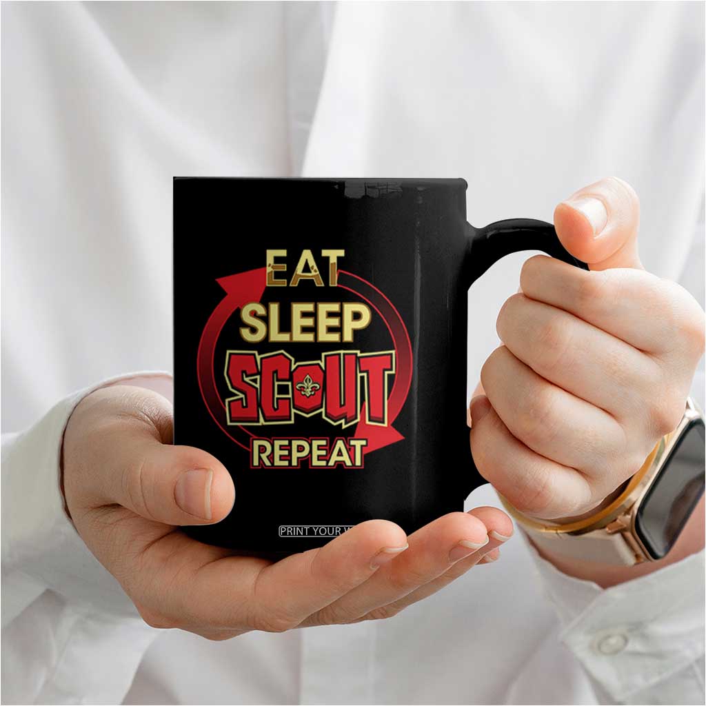 Funny Scout Coffee Mug Eat Sleep Scout Repeat Scouting Lovers Camping Hiking Outdoors TS02 Print Your Wear