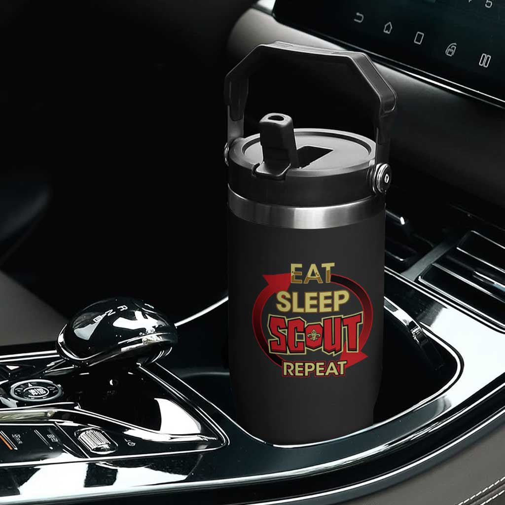 Funny Scout Flip Straw Tumbler Eat Sleep Scout Repeat Scouting Lovers Camping Hiking Outdoors TS02 Print Your Wear