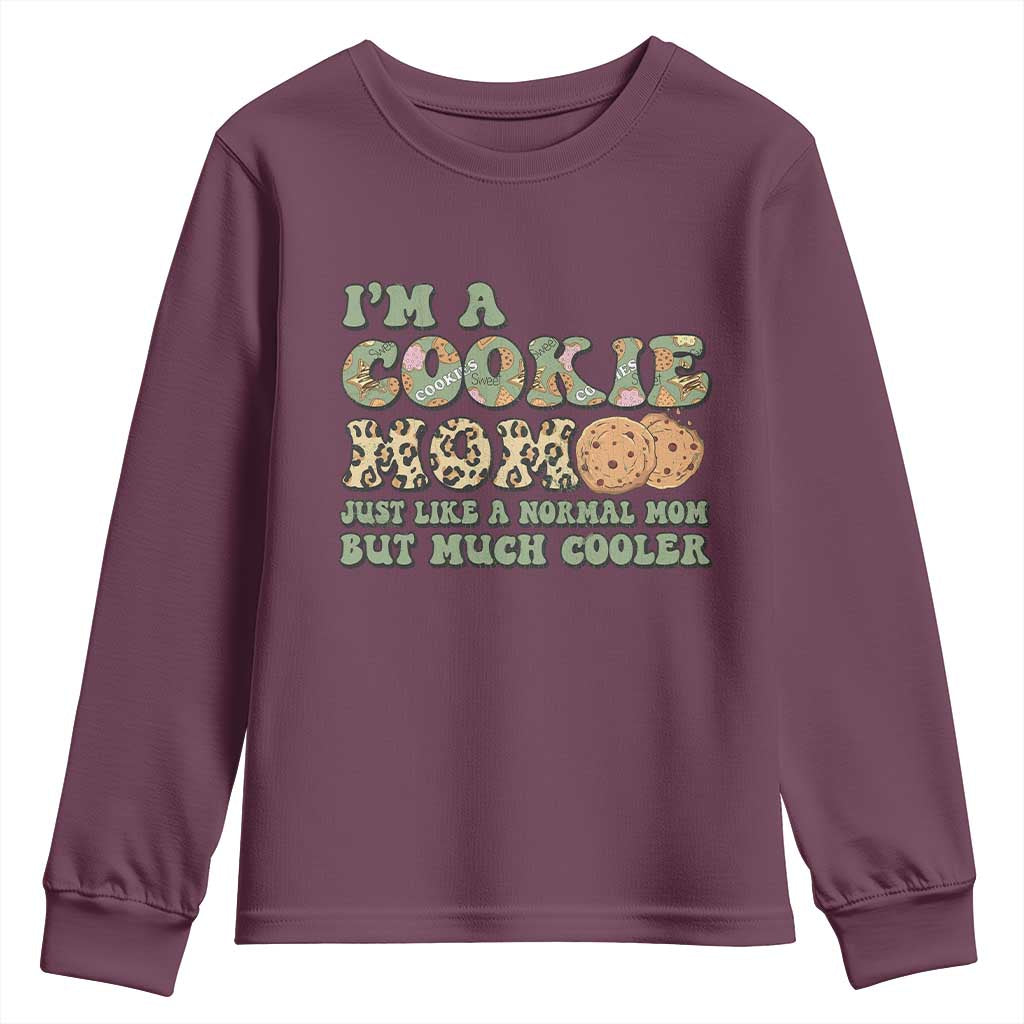 Funny Scout Girl Mom Youth Sweatshirt I'm A Cookie Mom Cookie Dealer Troop Leader TS02 Maroon Print Your Wear