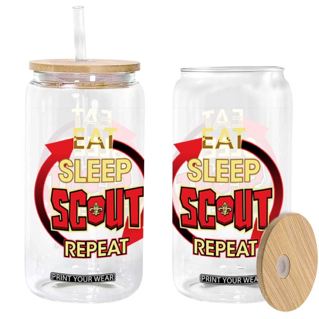 Funny Scout Glass Can Eat Sleep Scout Repeat Scouting Lovers Camping Hiking Outdoors TS02 Black Print Your Wear