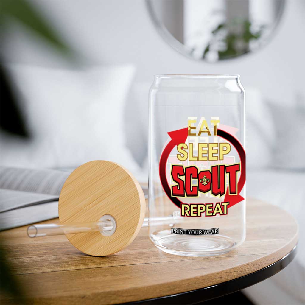 Funny Scout Glass Can Eat Sleep Scout Repeat Scouting Lovers Camping Hiking Outdoors TS02 Print Your Wear