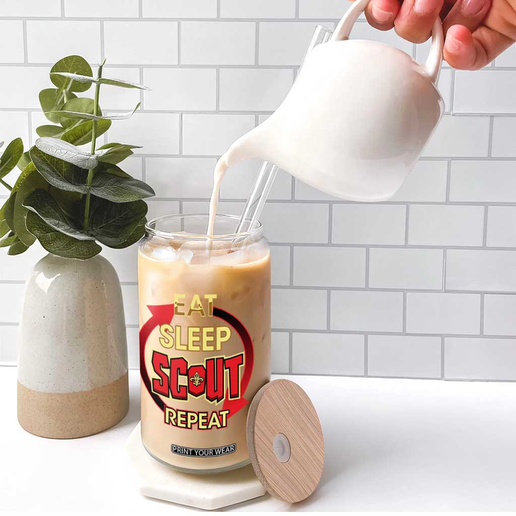 Funny Scout Glass Can Eat Sleep Scout Repeat Scouting Lovers Camping Hiking Outdoors TS02 Print Your Wear