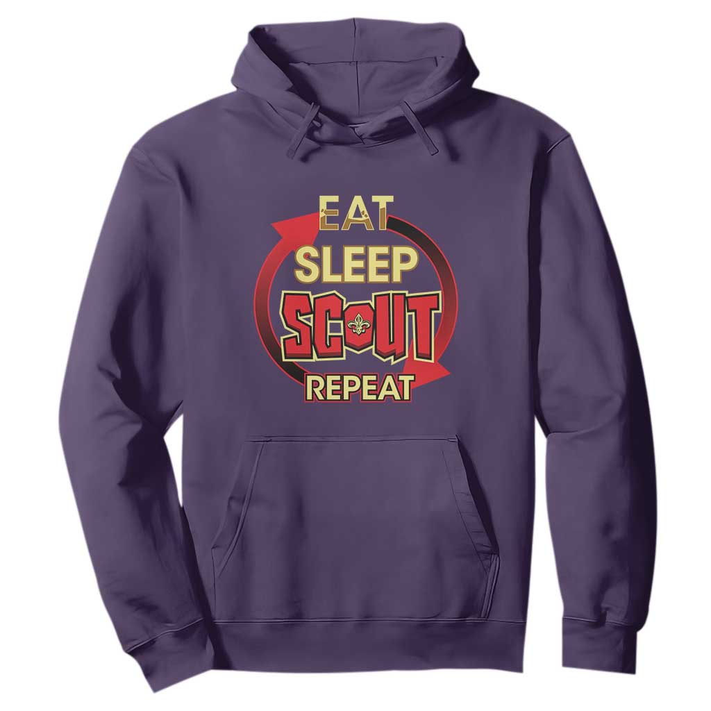 Funny Scout Hoodie Eat Sleep Scout Repeat Scouting Lovers Camping Hiking Outdoors TS02 Purple Print Your Wear