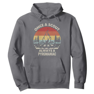 Funny Scout Hoodie Once A Scout Always A Pyromaniac Adventure Retro TS02 Charcoal Print Your Wear