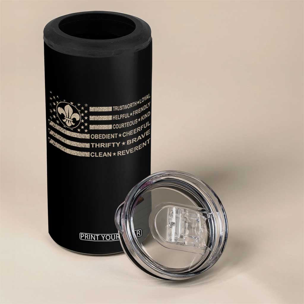 Funny Scout Leader Camping USA American Flag 4 in 1 Can Cooler Tumbler TS11 Print Your Wear
