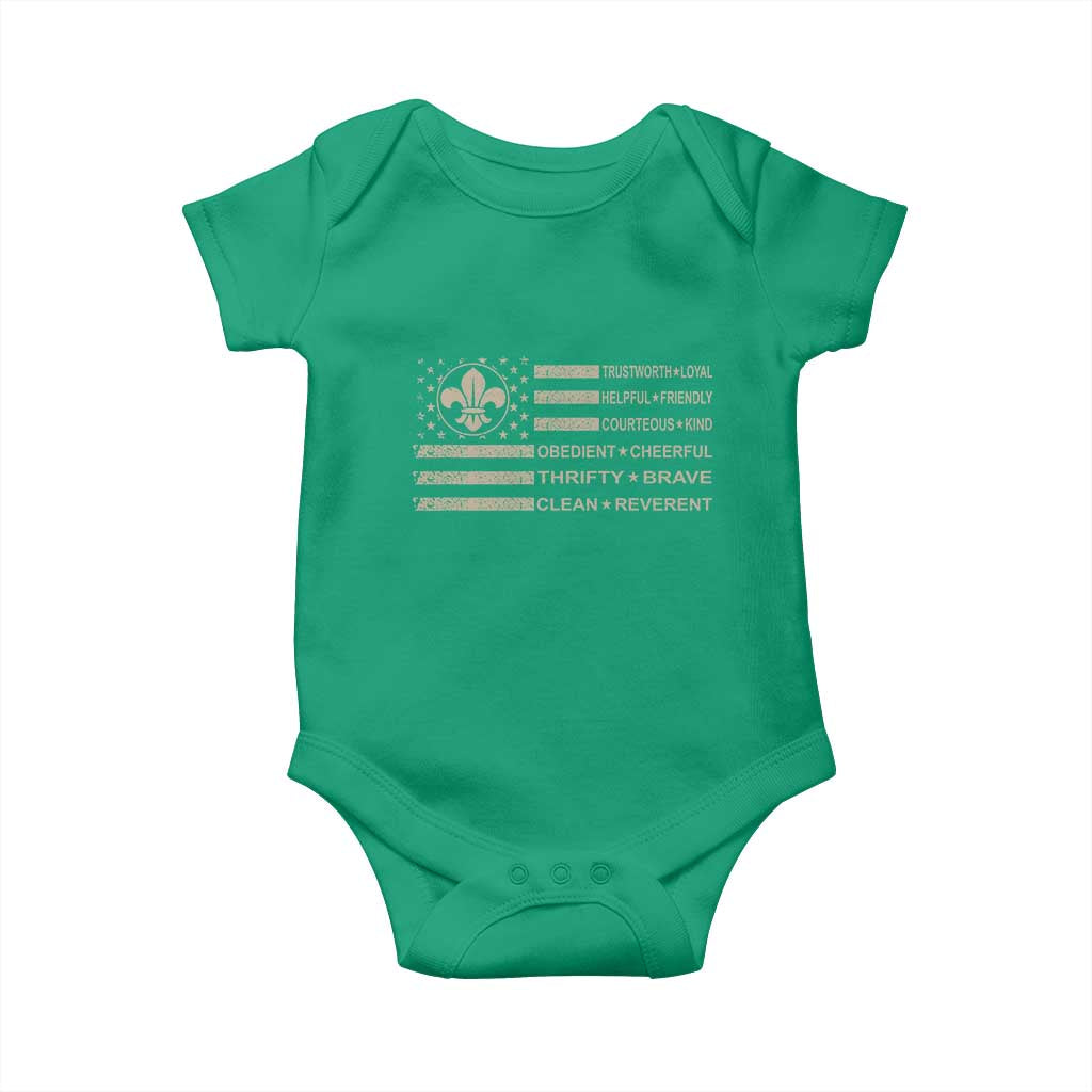 Funny Scout Leader Camping USA American Flag Baby Onesie TS11 Irish Green Print Your Wear