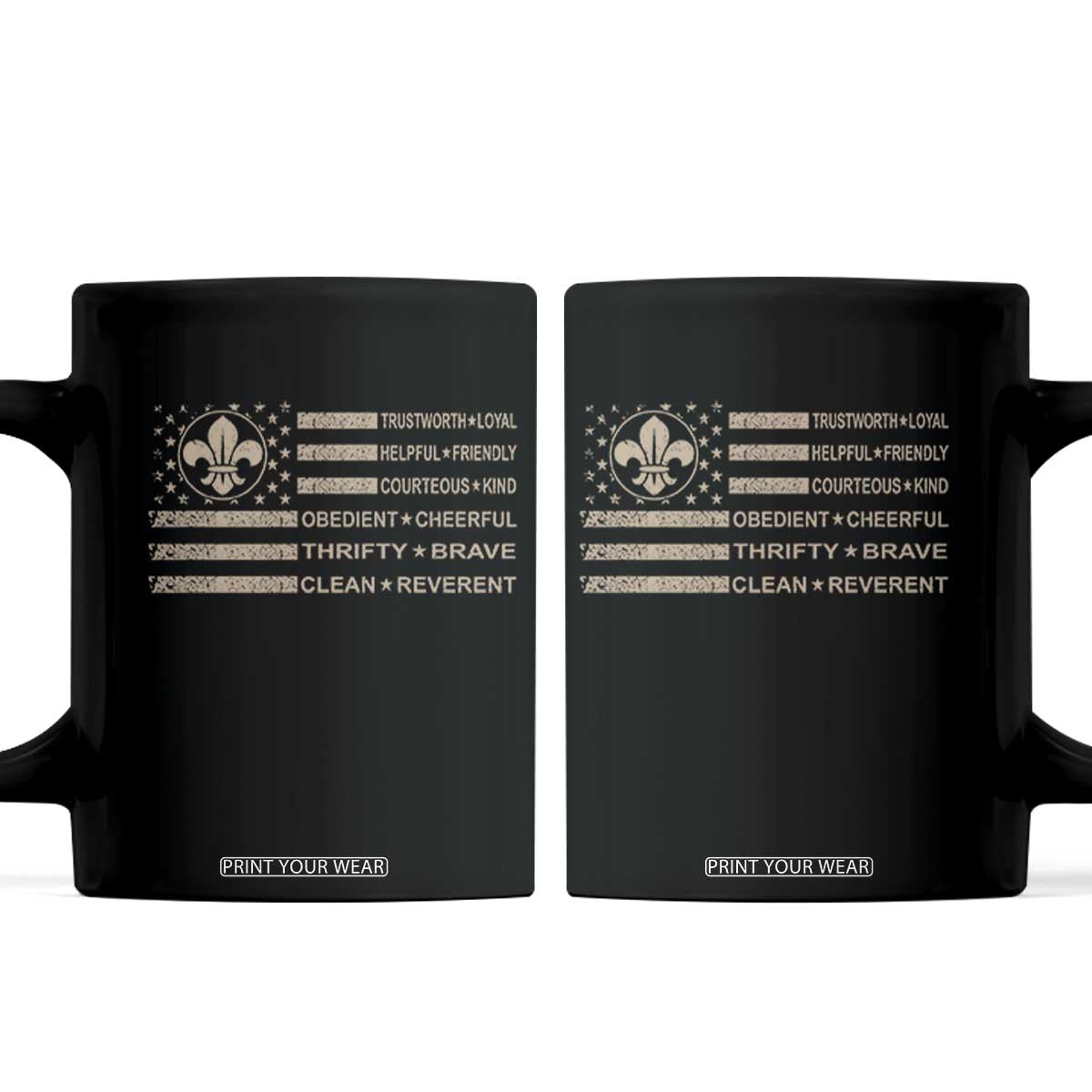 Funny Scout Leader Camping USA American Flag Coffee Mug TS11 Black Print Your Wear