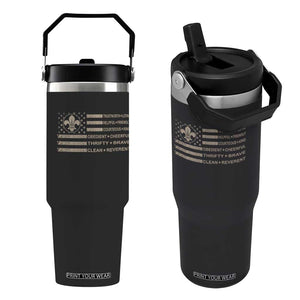 Funny Scout Leader Camping USA American Flag Flip Straw Tumbler TS11 One Size: 30 oz Black Print Your Wear