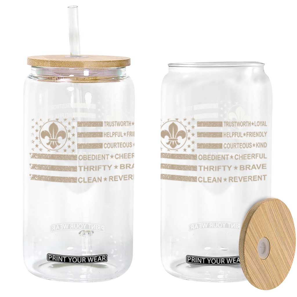 Funny Scout Leader Camping USA American Flag Glass Can TS11 Black Print Your Wear