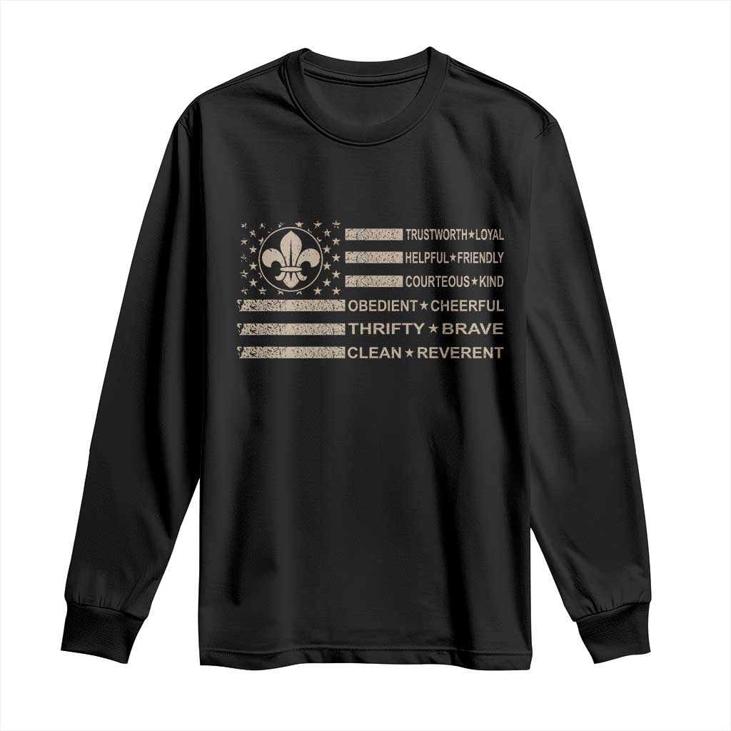 Funny Scout Leader Camping USA American Flag Long Sleeve Shirt TS11 Black Print Your Wear