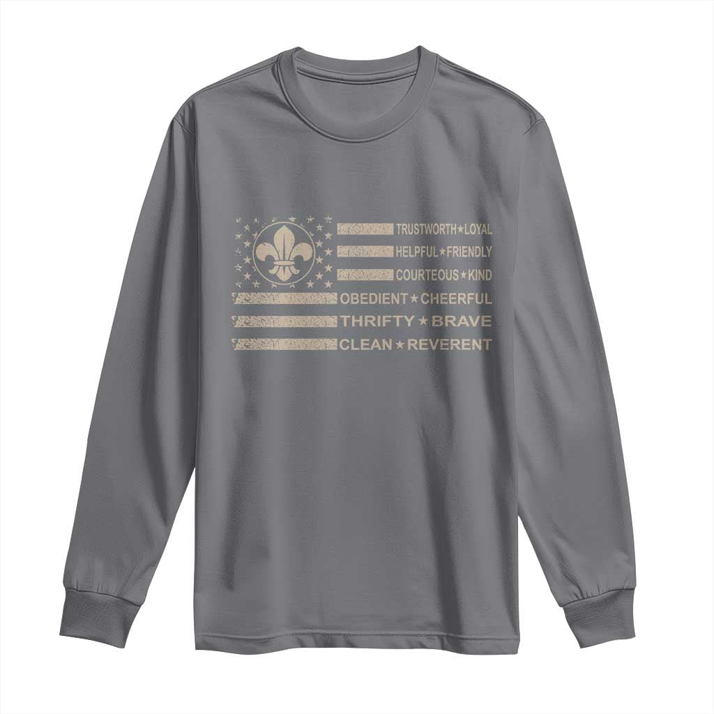 Funny Scout Leader Camping USA American Flag Long Sleeve Shirt TS11 Charcoal Print Your Wear