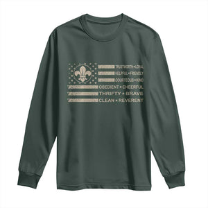 Funny Scout Leader Camping USA American Flag Long Sleeve Shirt TS11 Dark Forest Green Print Your Wear