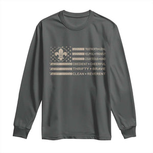 Funny Scout Leader Camping USA American Flag Long Sleeve Shirt TS11 Dark Heather Print Your Wear