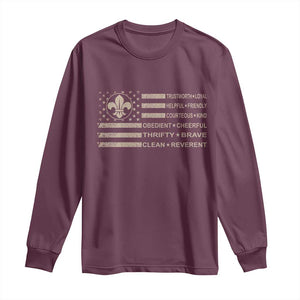 Funny Scout Leader Camping USA American Flag Long Sleeve Shirt TS11 Maroon Print Your Wear