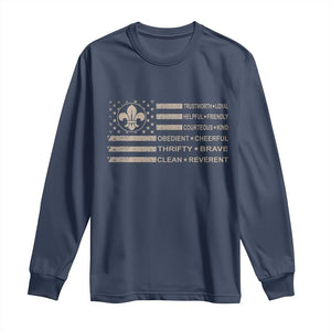 Funny Scout Leader Camping USA American Flag Long Sleeve Shirt TS11 Navy Print Your Wear