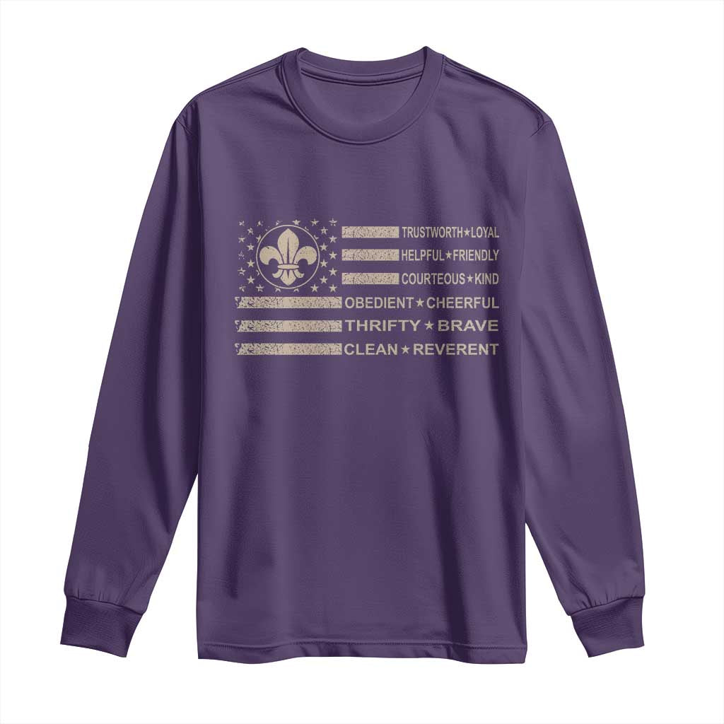 Funny Scout Leader Camping USA American Flag Long Sleeve Shirt TS11 Purple Print Your Wear